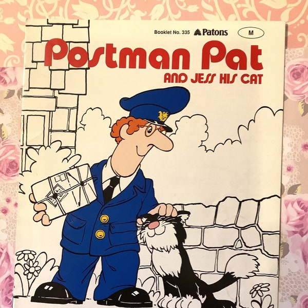 RARE Vintage 1992 'Postman Pat' 4 Knitting Patterns By Gary Kennedy (Intarsia) Children's & Adult Jumpers/Sweaters in Sizes 24" to 44"-4 ply