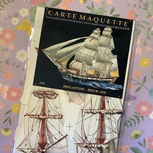 RARE Vintage Model Card - Brigantine Ship, 1838 - FABULOUS Full Colour Model Greetings Card - Maritime History/Ship Lover Card to Treasure