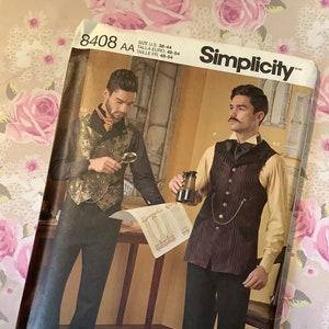 Uncut F/F 2017 Simplicity Pattern No 8408 for Men&#39;s Shirts & Vests/Waistcoats In Sizes 38-44&quot; Chest - Steampunk Costumes - Theatricalwear