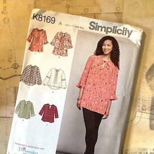 Uncut 2018 Simplicity Sewing Pattern No K8169 for Six Variations of Misses&#39; Loose-fitting Tunics/Tops with Sleeve Variations Sizes XXS-XXL