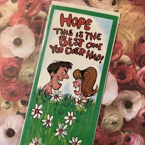 Cartão de aniversário humorístico raro vintage/retro por volta dos anos 80 - cartão atrevido/arriscado/sugestivo/engraçado - cartão de amante retrô - cartão de humor adulto