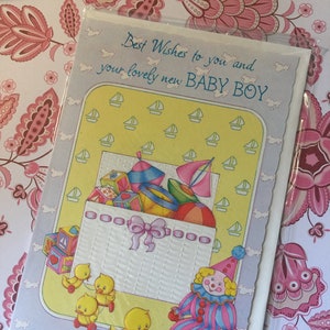 RARO biglietto d'auguri vintage/retrò degli anni '70 circa "I migliori auguri a te e al tuo adorabile neonato" - Design carino - Delizioso verso sentimentale - Amanti del retrò