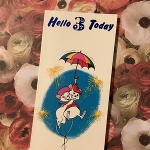 RARA carta vintage degli anni '70 della Walt Disney Productions "Hello 3 Today" con una scena del film "The Rescuers" - Una carta da custodire