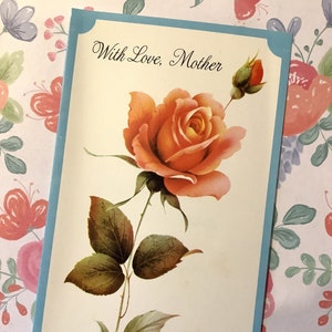 EXTRÊMEMENT Rare inutilisé vintage Circa 1960s 'With Love, Mother' Card - Sweet Floral Design - Sentimental Verse - vintage/Floral Loving Mother
