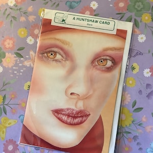 Estremamente RARA del 1986, carta bianca vintage/retrò con uno splendido design di una donna degli anni '80 - Una carta Huntshaw - Carta anni '80/retrò/per gli amanti dell'arte - Insolita