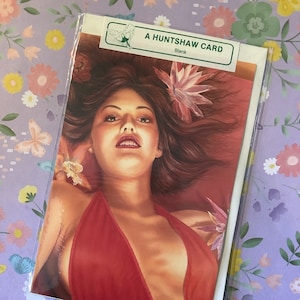 Estremamente RARA del 1986, carta bianca vintage/retrò con uno splendido design di una donna degli anni '80 - Una carta Huntshaw - Carta anni '80/retrò/per gli amanti dell'arte - Insolita