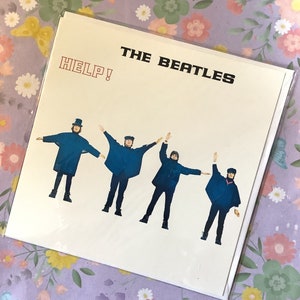 'Socorro!' Cartão de cumprimentos em branco com capa de álbum vintage de 1965 de 2009 - Papel Efêmero - Preenchimento de diário de lixo - Fã dos Beatles - Cartão retrô