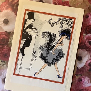 EXTRÊMEMENT RARE vintage Circa 1970s 'Elegance' Card -Art Deco Style Lady & Gentleman Design -Hand Assembled Card by Halcyon Cards 1920s Lover