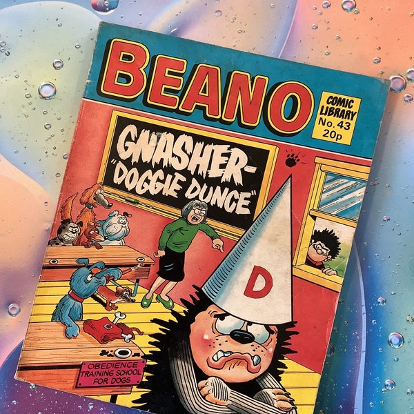 Rare Vintage From 1984 ‘Beano - Gnasher in Doggie Dunce' Mini Comic No. 43 - Comic Strip Story - Nostalgic/Retro/Fun 40th Birthday Gift