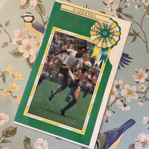 Raro cartão com foto retrô de aniversário dos anos 80, vintage, com uma partida entre Inglaterra e Paraguai, Copa do Mundo de 1986, nostálgico - cartão de fã de Gary Lineker/Inglaterra