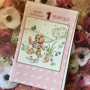 RARE vintage/Retro Circa 1980s 'Happy Birthday 1 Year Old' Card -Cute Teddy Bear & Butterfly Design - Nostalgic Card - A Card To Treasure