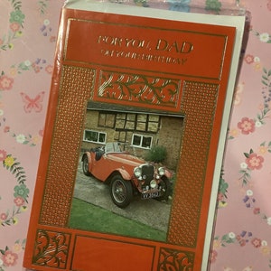 RARO E FAVOLOSO Vintage anni '70 "Per te, papà per il tuo compleanno" Biglietto fotografico per auto d'epoca retrò - Versetto dolce - Auto d'epoca/Nostalgia Loving Dad