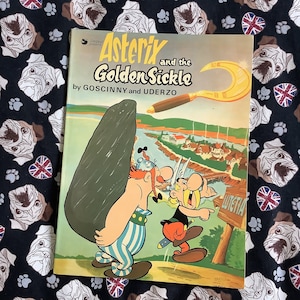 RARE Vintage 1980 &#39;Asterix and the Golden Sickle&#39; Paperback Book. An Asterix Adventure by Goscinny and Uderzo -Collectable - Birth Year Gift