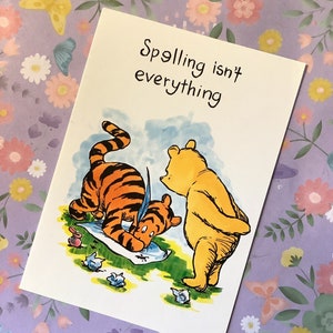Biglietto d'auguri vuoto con design vintage anni '90 "Tigro e Winnie-the-Pooh" - Pooh - Biglietto per gli amanti di Tigro - Nostalgia dell'infanzia - Grazioso biglietto da incorniciare
