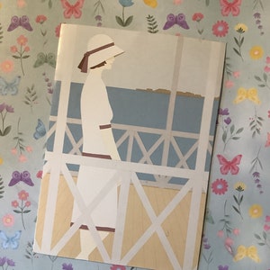 Cartão em branco com design muito raro vintage 1983 'La Terrasse Blanche' do artista Aldo Andreolo - inspirado na década de 1920 - cartão de aniversário divertido - cartão para emoldurar
