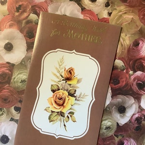 Rare millésime non écrit Circa 1960s 'A Birthday Wish for Mother' Card STUNNING Yellow Roses Design - Sentimental Verse - Roses Loving Mother