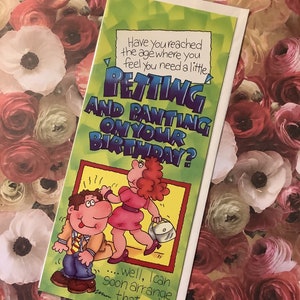 Cartão de aniversário humorístico raro vintage/retro por volta dos anos 80 - cartão atrevido/arriscado/sugestivo/engraçado - cartão de parceiro amoroso de nostalgia retrô