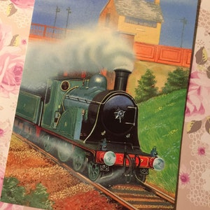 RARO E FAVOLOSO Vintage/Retro Collection '86 'Belated Birthday Card' con Green Steam Train Design -Steam Train Loving Friend/Relative Card