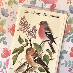 RARE Vintage Circa 1960s' Have a Happy Retirement' Card Designed by Eve Boote with Beautiful Garden Bird Design and Sweet, Sentimental Verse