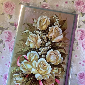 Zeldzame & PRACHTIGE Vintage Circa jaren 1970 'To My Dear Wife On Our Anniversary' Card - Prachtig rozenboeketontwerp met mooie sentimentele vers