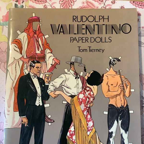 RARE Vintage 1979 Tom Tierney 'Rudolph Valentino' Full Colour Paper Doll Book - 1 Doll, 10 Actresses and 22 Costumes - Hollywood Lover Gift