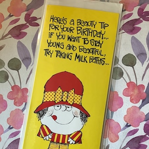 RARE carte d'anniversaire humoristique vintage/rétro humoristique vers les années 1980 sur le thème de la beauté - carte drôle - ami/parent amoureux rétro - insolite