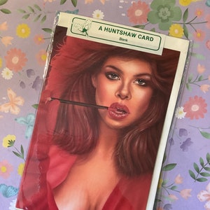 Estremamente RARA del 1986, carta bianca vintage/retrò con uno splendido design di una donna degli anni '80 - Una carta Huntshaw - Carta anni '80/retrò/per gli amanti dell'arte - Insolita