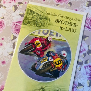 Moto vintage/rétro des années 1980/Moto/MotoGP sur le thème « Carte de voeux d'anniversaire cher beau-frère - beau-frère amoureux de la moto