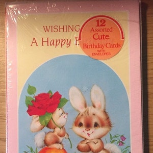 Paquete sellado de 12 tarjetas de cumpleaños vintage/retro/kitsch de los años 70 con sobres - Tarjetas vintage para amigos y familiares