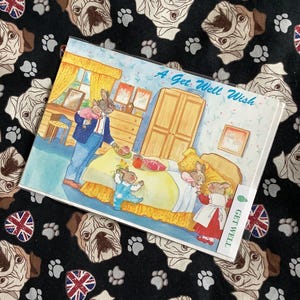 Carte « A Get Well Wish » vintage des années 2000 avec un design ADORABLE et nostalgique de famille de lapins - Une carte amusante à chérir - Simple voeux à l'intérieur