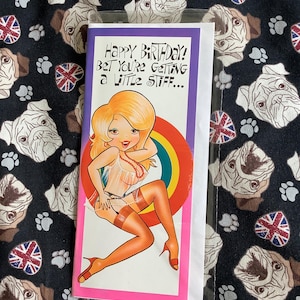 Cartão de aniversário engraçado, vintage/retro, raro, dos anos 80 - Cartão atrevido/arriscado/sugestivo/engraçado - Cartão retrô carinhoso para amigo/parente