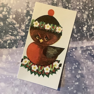 EXTREMAMENTE RARO Retro/Vintage por volta dos anos 1970 Cartão de Natal em branco ADORÁVEL Robin Design de Anthony Browne - Cartão para moldura - Robin Lover - Kitsch