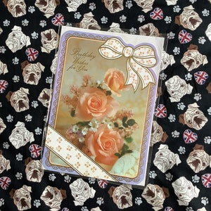ZELDZAME grote echte Vintage Circa jaren 1970 'Verjaardagswensen voor jou' Retro Pink Rose Photo Card -Nostalgie/Bloemen/Pink Rose Lover Card -Zoet Vers