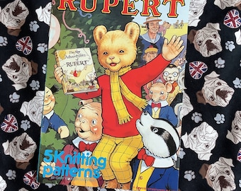 RARE Vintage 1988 'Rupert' 5 Knitting Patterns By Gary Kennedy (Intarsia) Children's and Adult Jumpers/Sweaters in Sizes 24" to 44"- 4 ply