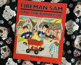 Vintage 1988 'Fireman Sam And The Barbecue' Book in Paperback by Diane Wilmer -Collectable Book - Nostalgic Birthday Gift - Fun Fireman Gift