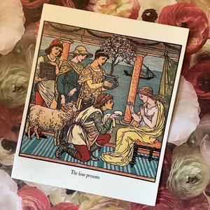 ESTREMAMENTE RARO Vintage Circa 1970 'Old Rhymes' Nursery Rhyme 'The Four Presents' Design by Walter Crane - Card To Frame - Busta DANNEGGIATA