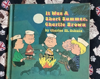 RARE Vintage 1970 FIRST EDITION 'It Was A Short Summer, Charlie Brown'  Hardback Book by Charles M. Schulz - Peanuts Picture Book & Gift Tag