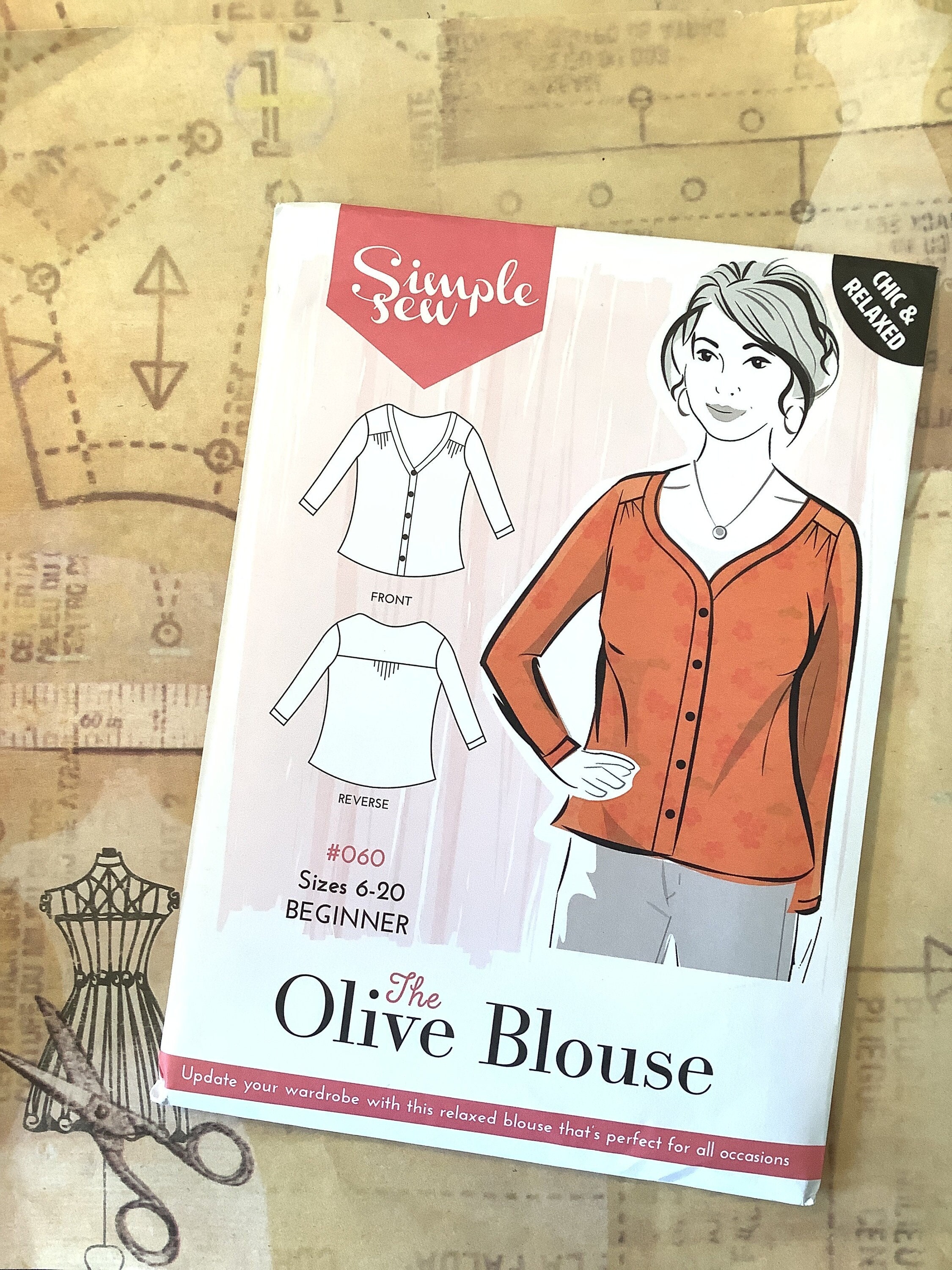 Simple Uk Pattern Uncut Simple Sew Sewing Pattern #060 the Olive Blouse UK Sizes 6-20 ...