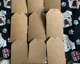 Pack of 10 Large 2" x 3.5" Plain Brown Die Cut Cardboard Gift, Journal Tags complete with Jute String - Decorate your own Gifts & Party Bags