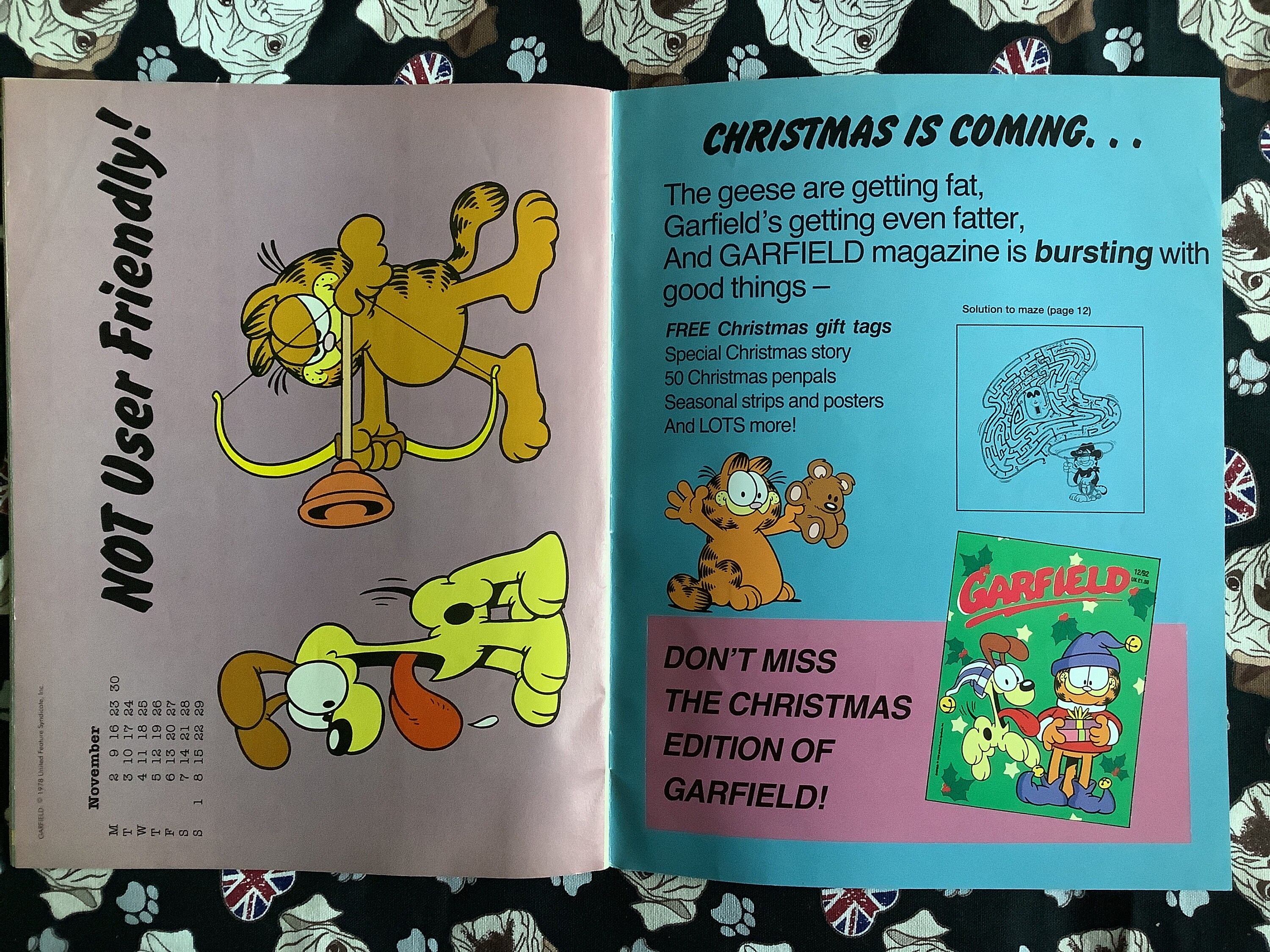 EXTREMELY Rare Vintage November 1992 'garfield' Comic - Complete