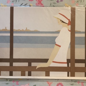 Cartão em branco com design muito raro, vintage 1983, 'La Lagune', do artista italiano Aldo Andreolo - cartão inspirado na década de 1920 - cartão de aniversário divertido - cartão para emoldurar