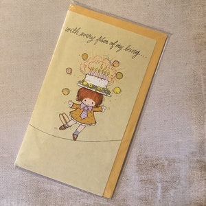 Carte d'anniversaire non écrite EXTRÊMEMENT rare, vintage des années 1980, avec un design ADORABLE de jonglerie - carte d'anniversaire nostalgique à chérir pour toujours