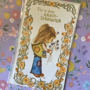 ESTREMAMENTE RARO Retro/Vintage Circa 1970 'Per una cara nipote' Card - Cute Kitsch 1970s Style Girl Design - Retro Loving Nipote