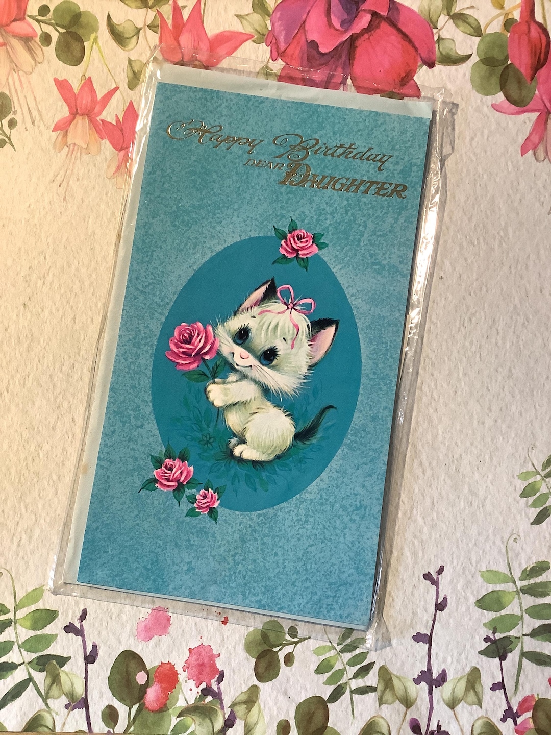 RARE Vintage Circa 1970s Happy Birthday Dear Daughter Card -cute Kitsch ...