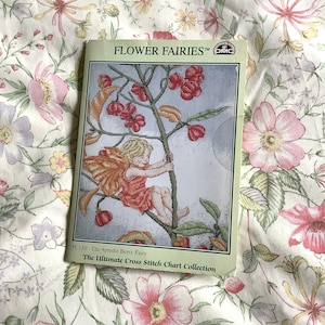 Vintage 1997 DMC-kruissteekkaart - Bloemenfeeën - The Spindle Berry Fairy Ref: PC110 - ALLEEN kruissteekkaart - Flower Fairy Lover Gift