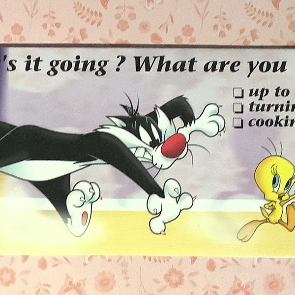 EXTREMELY RARE Vintage 1997' 'Looney Tunes 'Sylvester & Tweety Pie' Cartoon Story Blank Friendship Card - Warner Bros. - Fun, Nostalgic Card