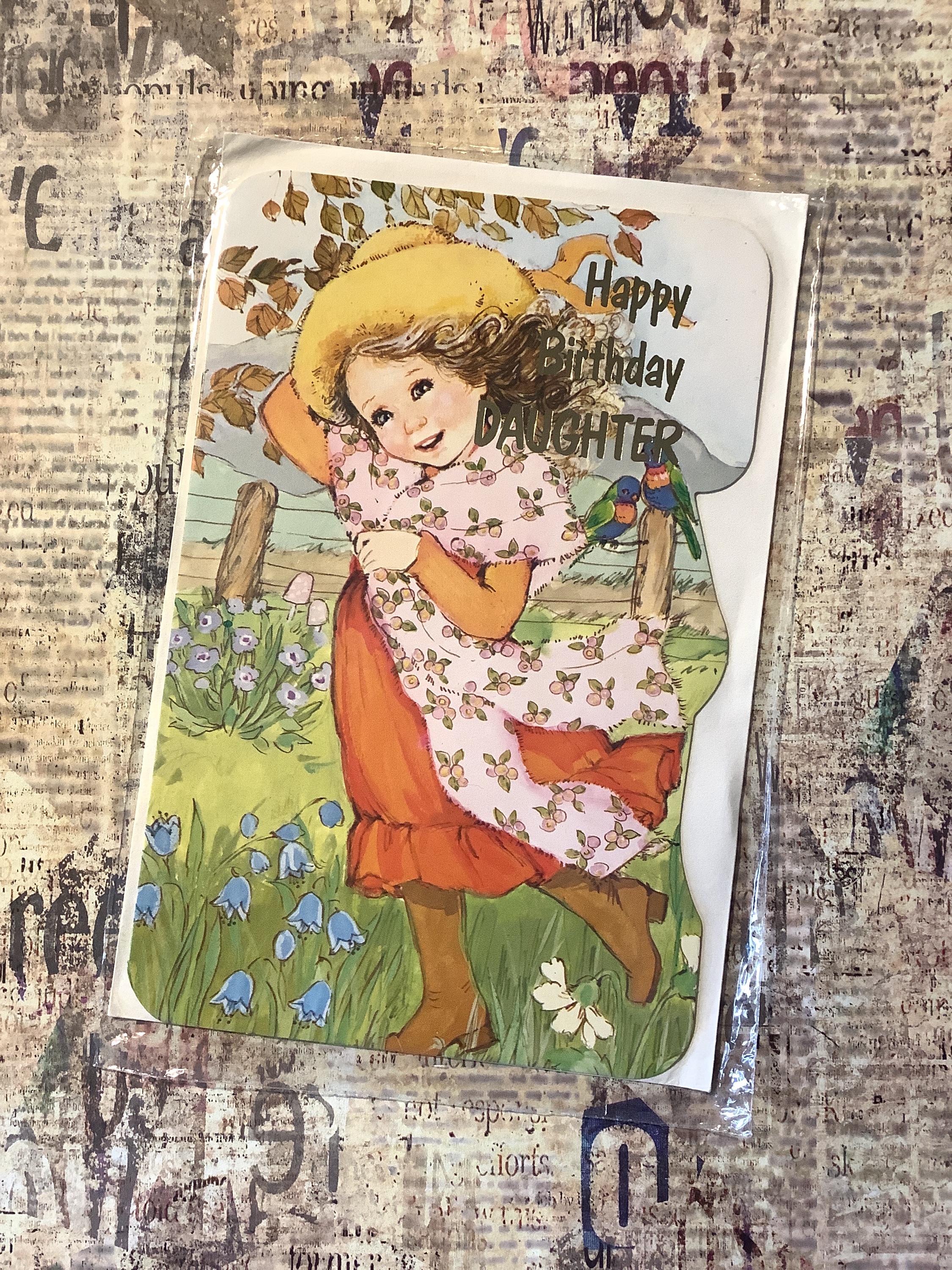 RARE Vintage Circa 1970s 'happy Birthday Daughter' Card Cute '70s Style ...