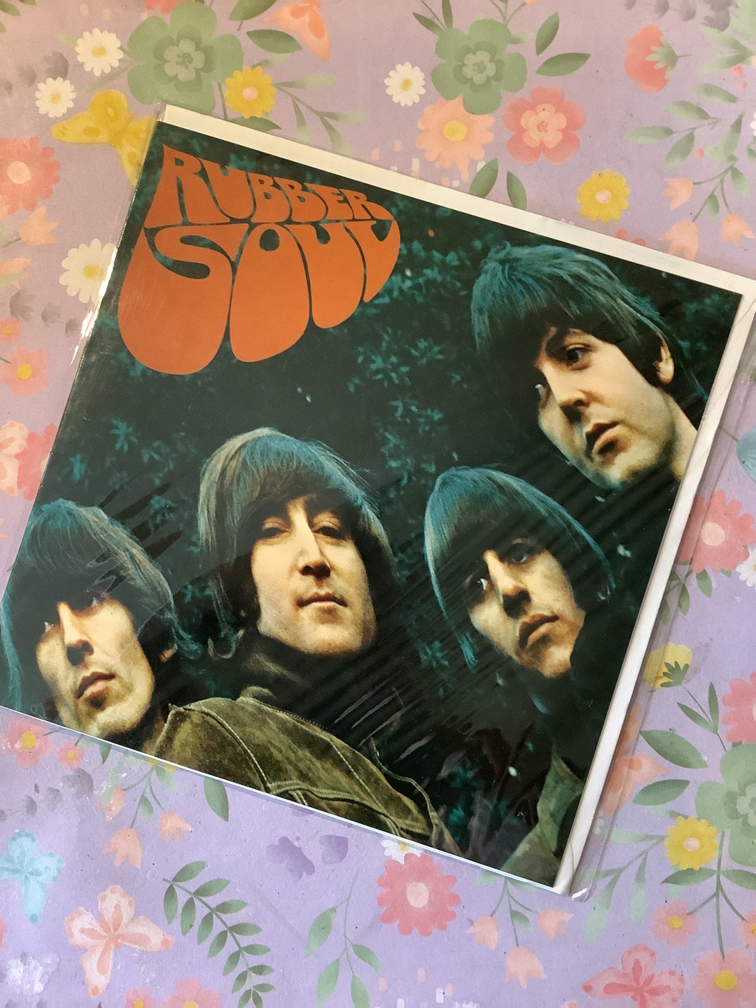 The Beatles rubber Soul Vintage 1965 Album Cover Blank Greetings Card the-beatles-rubber-soul-vintage-1965-album-cover-blank-greetings-card