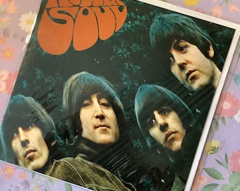 The Beatles &#39;Rubber Soul Vintage 1965 Album Cover Blank Greetings Card from 2008 - Paper Ephemera - Junk Journal Filler -Beatles Fan - Retro