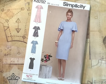 Uncut 2018 Simplicity Sewing Pattern K8292 For Misses'/Miss Petite Dress in 4 Variations - in Sizes 14-22 -Occasion Dress -Supply  Pattern
